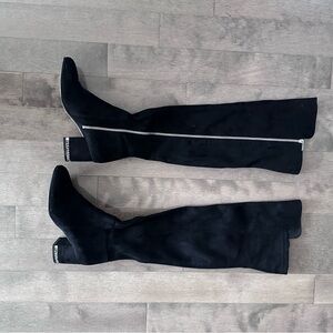 Steve Madden over the knee boots block heel almond, black synthetic suede 7,5